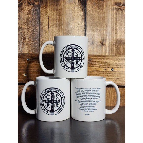 CLEARANCE Benedict Catholic Prayer Coffee Mug, Religious Mug for confirmation - Picture 2 of 7